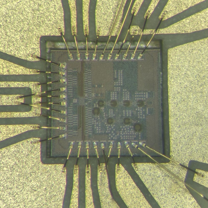 Photograph of the mixed-signal transmitter IC